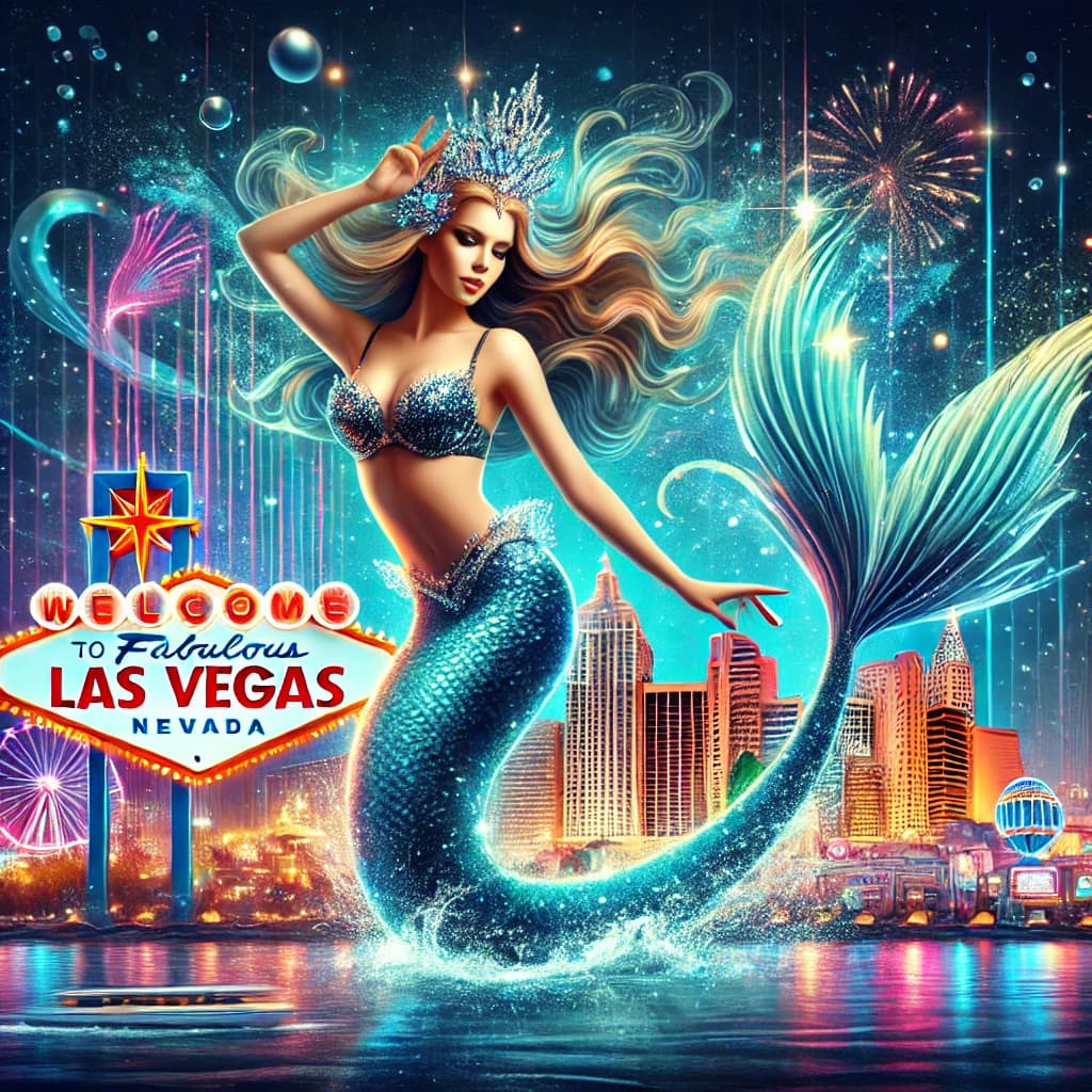 Megan Karg in mermaid tail performing underwater in an aquarium tank